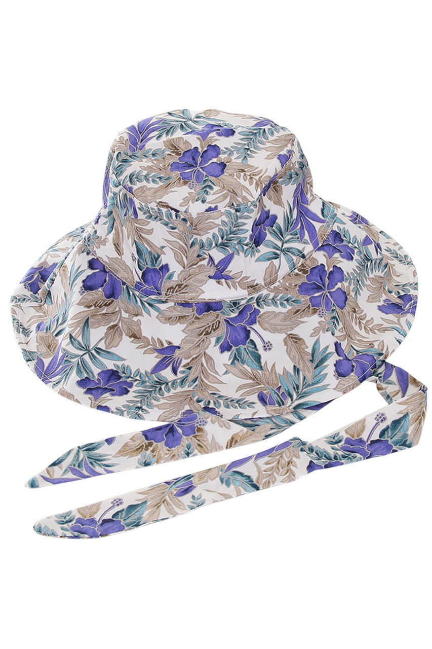 HIBISCUS CHIN TIE BUCKET HAT