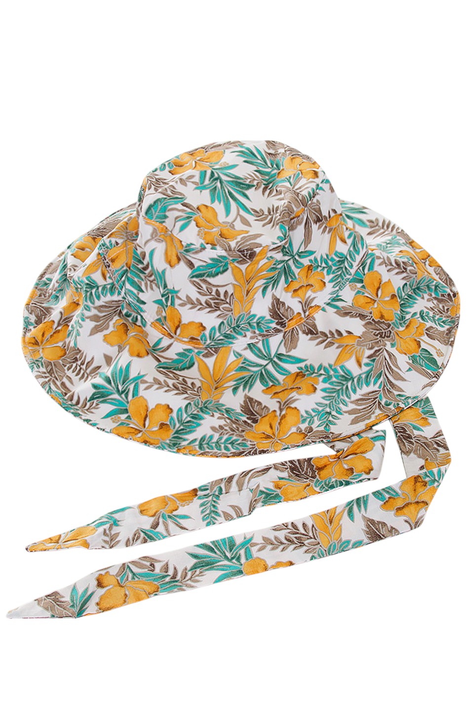 HIBISCUS CHIN TIE BUCKET HAT