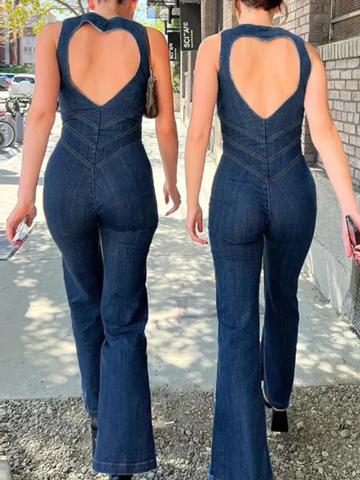 HIGH RISE DENIM ZIP-FRONT JUMPSUIT FOR EFFORTLESS STYLE