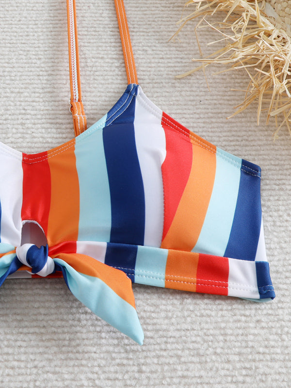 High waist striped bikini