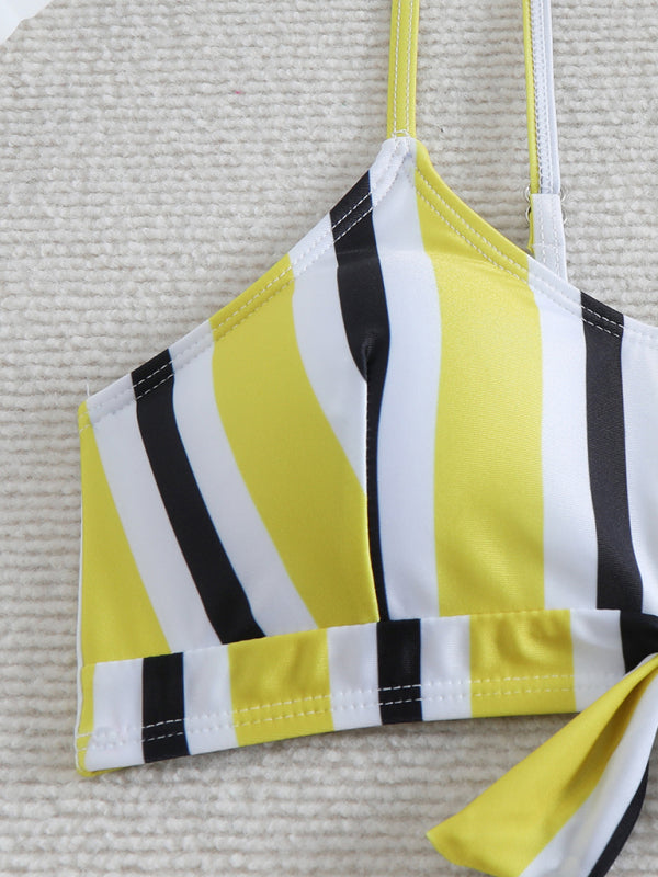 High waist striped bikini