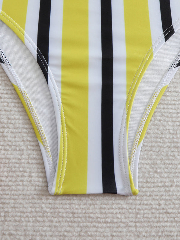 High waist striped bikini