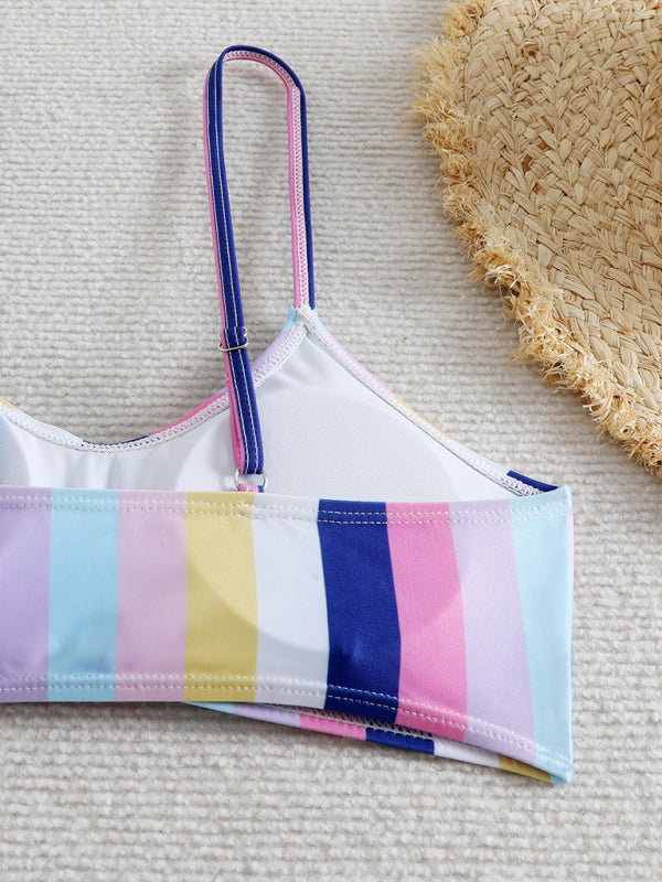 High waist striped bikini