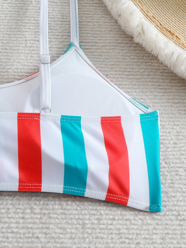 High waist striped bikini