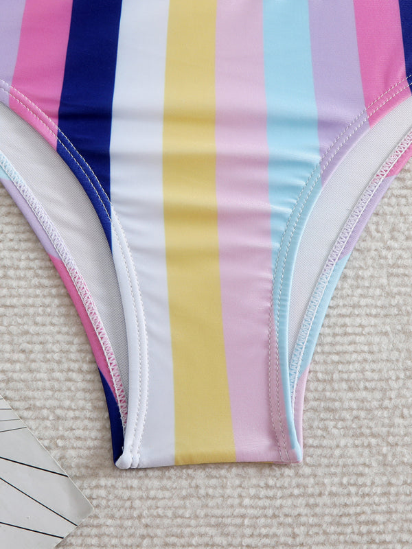 High waist striped bikini