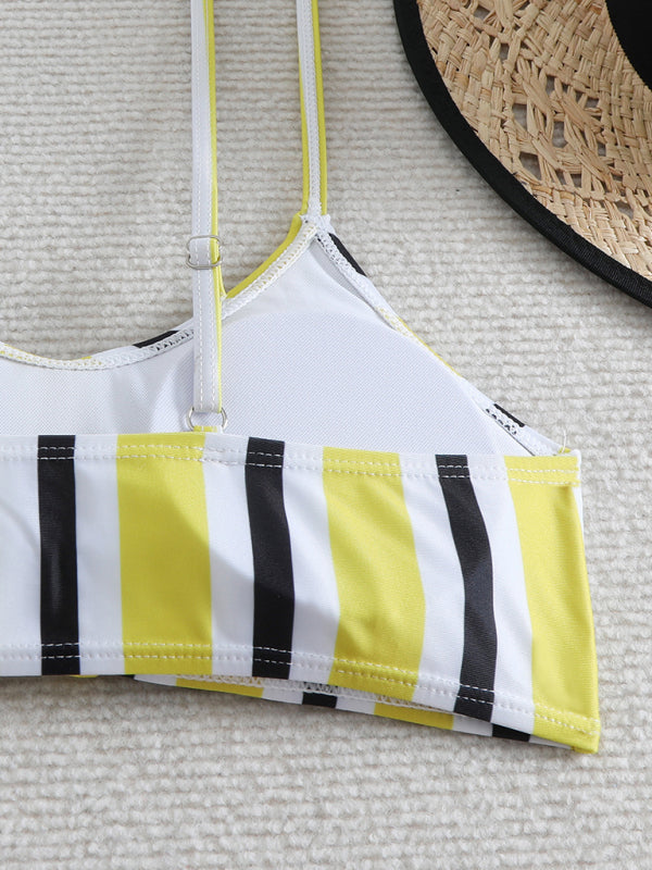 High waist striped bikini