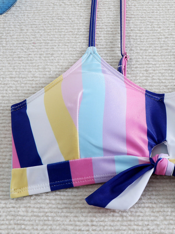 High waist striped bikini
