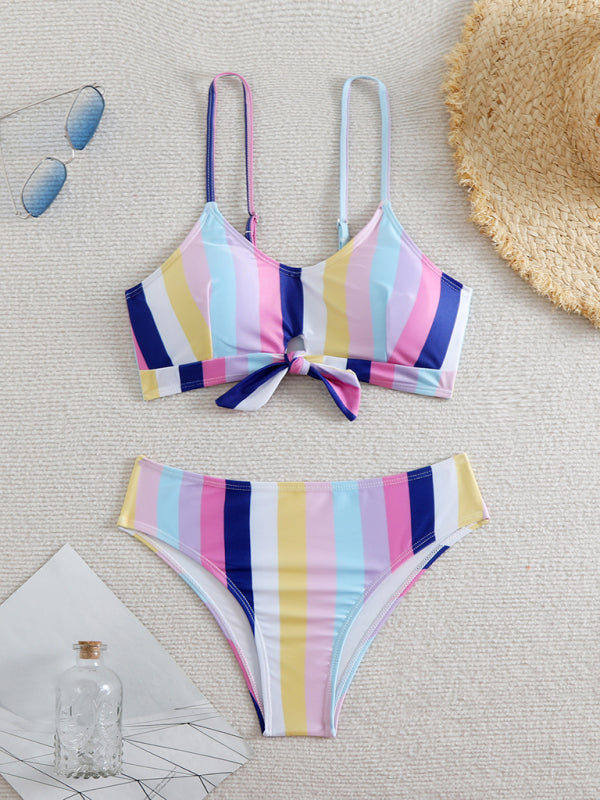 High waist striped bikini - Lavender / S