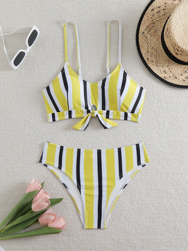 High waist striped bikini - Yellow / S