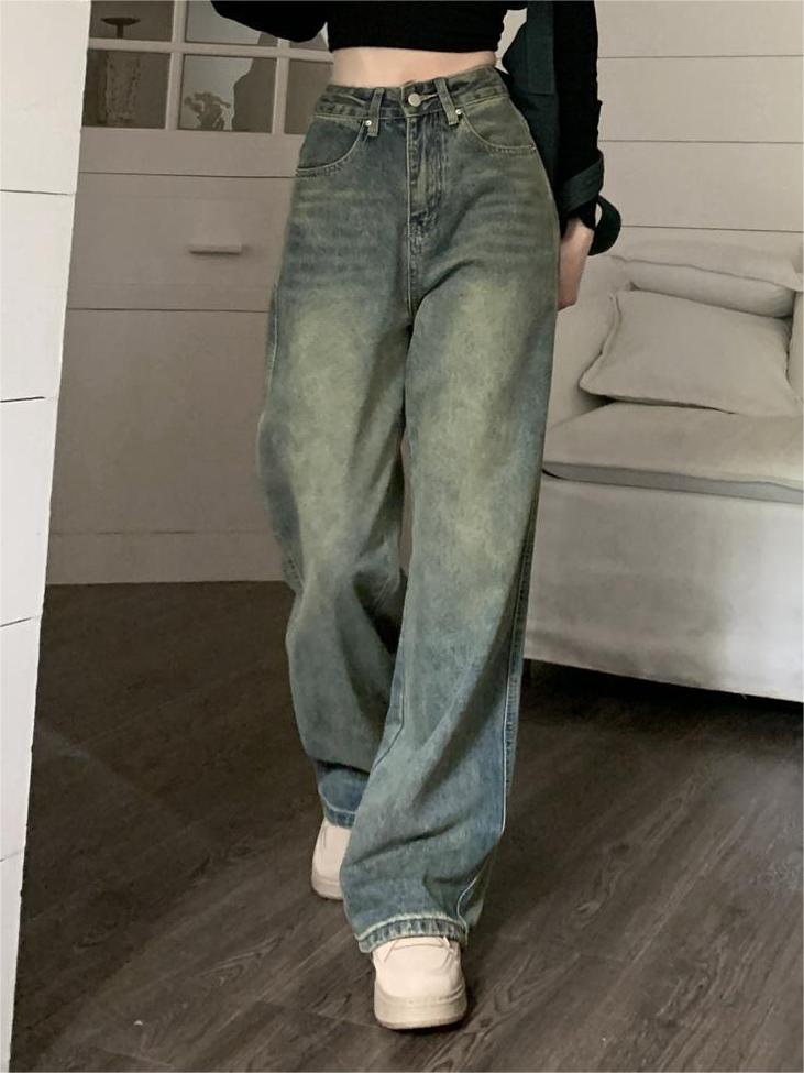 HIGH-WAISTED BAGGY ACID-WASH JEANS FOR ULTIMATE COMFORT IN LUXURIOUS COTTON