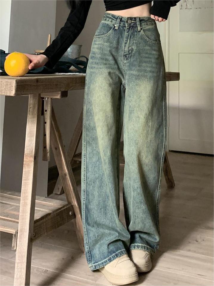 HIGH-WAISTED BAGGY ACID-WASH JEANS FOR ULTIMATE COMFORT IN LUXURIOUS COTTON