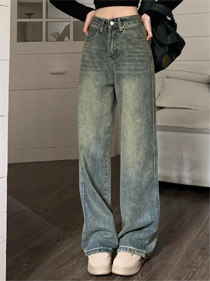 HIGH-WAISTED BAGGY ACID-WASH JEANS FOR ULTIMATE COMFORT IN LUXURIOUS COTTON
