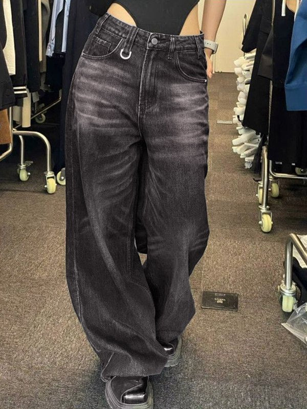 HIGH-WAISTED BAGGY JEANS IN DARK BLUE FOR STYLISH LOOKS