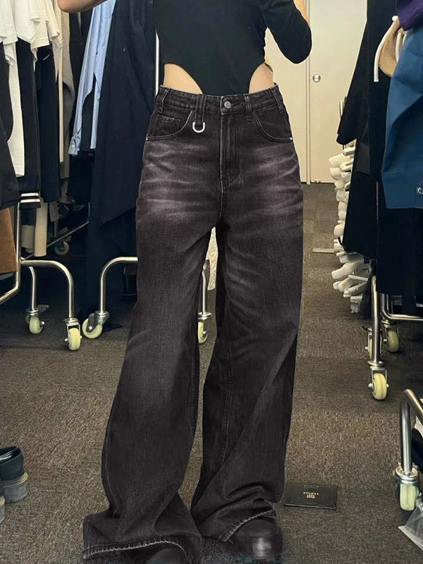 HIGH-WAISTED BAGGY JEANS IN DARK BLUE FOR STYLISH LOOKS