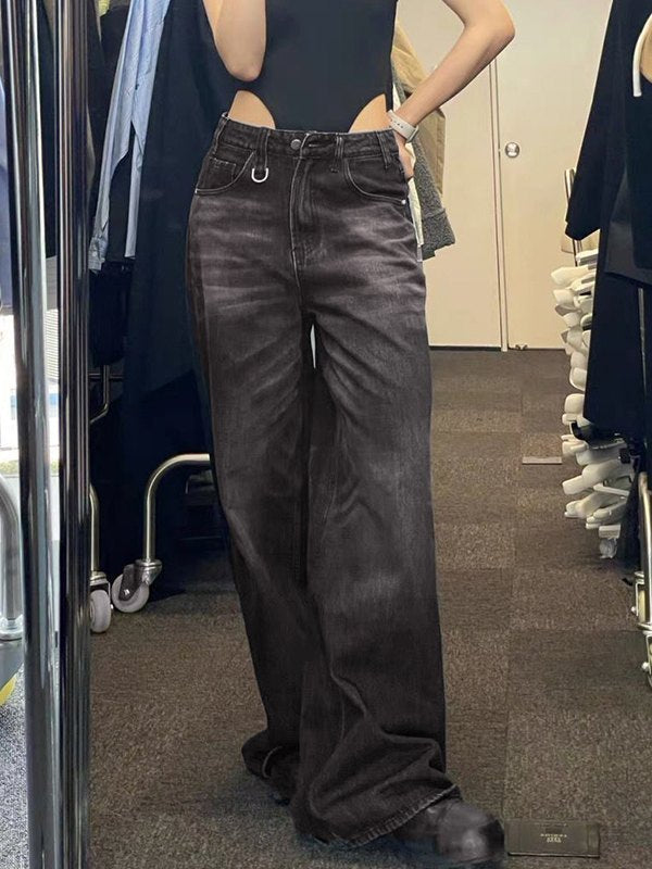 HIGH-WAISTED BAGGY JEANS IN DARK BLUE FOR STYLISH LOOKS