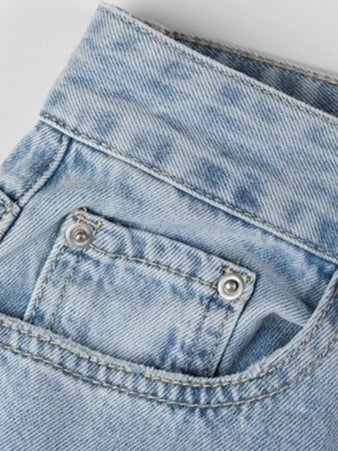 HIGH-WAISTED RIPPED JEANS - LIGHT BLUE BOYFRIEND STYLE