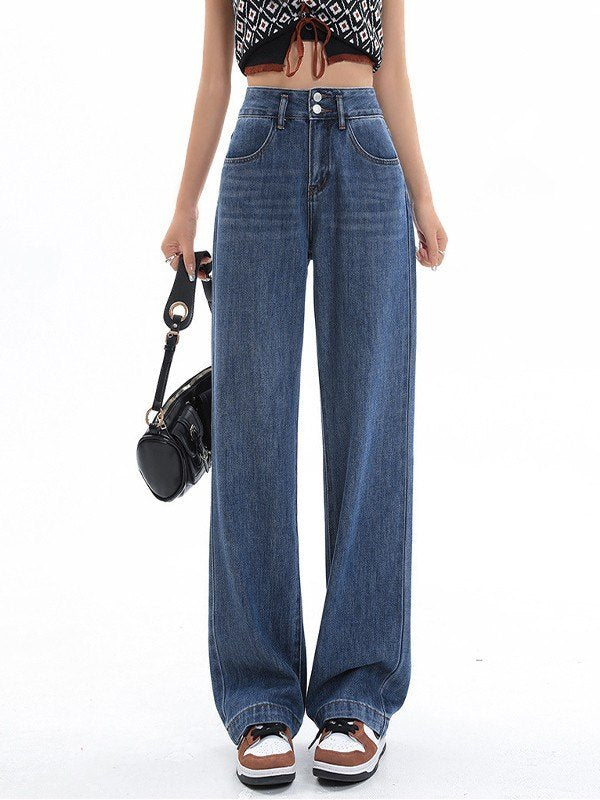 HIGH-WAISTED WIDE-LEG DENIM JEANS Y2K BOYFRIEND FIT