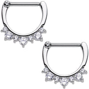 14G 1/2 Clear Gem Septet Nipple Clicker Set