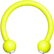 16G Clear Gem Yellow Glow in the Dark Horseshoe Circular Barbell