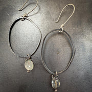 Abstract Silver Hoop Earrings | Labradorite | Made to Order