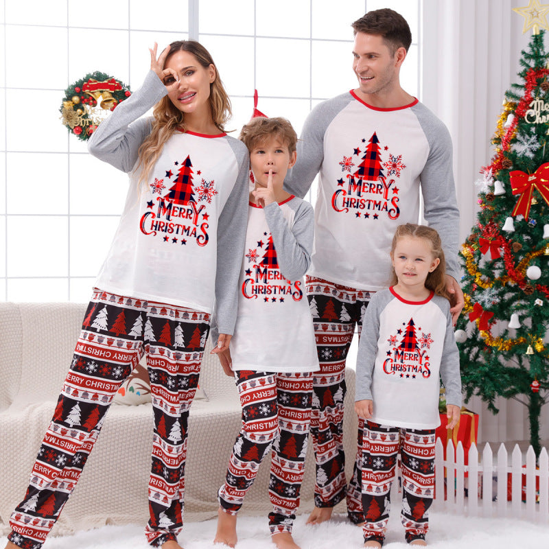 Home clothes Christmas home clothes parent-child suit plaid patchwork print home clothes - Pattern2 / S