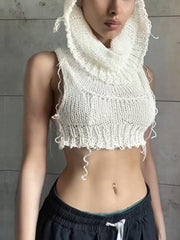 HOODED CROP TOP WITH SLIM FIT DESIGN FOR Y2K STYLE