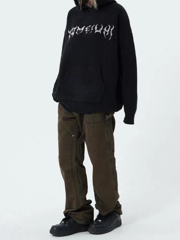 HOODED SWEATER WITH SKELETON DESIGN AND EDGY SKULL JACQUARD