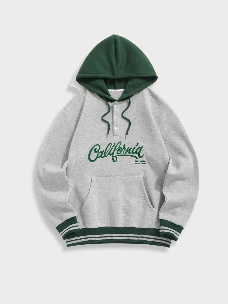 HOODED SWEATSHIRT WITH EMBROIDERED LETTERS FOR STREET STYLE EVENTS