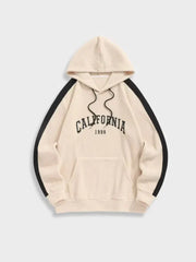 HOODIE BEIGE AVEC RAYURES NOIRES UNISEXE VINTAGE CASUAL UNE TOUCHE
