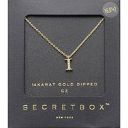 -I- Secret Box 14K Gold Dipped Cubic Zirconia Initial Monogram Pendant Necklace