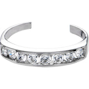 Solid 14k White Gold Cubic Zirconia Toe Ring