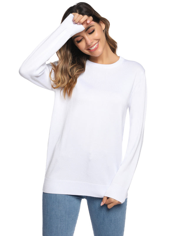 White crew neck sweater – side view