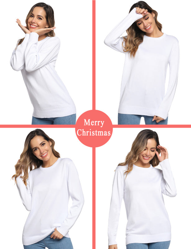 White crew neck sweater – back view