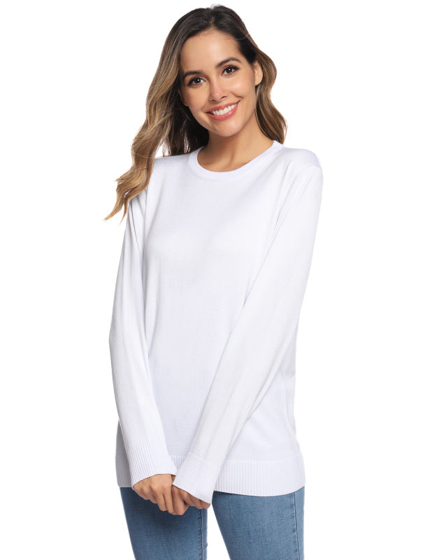 White crew neck sweater – front view