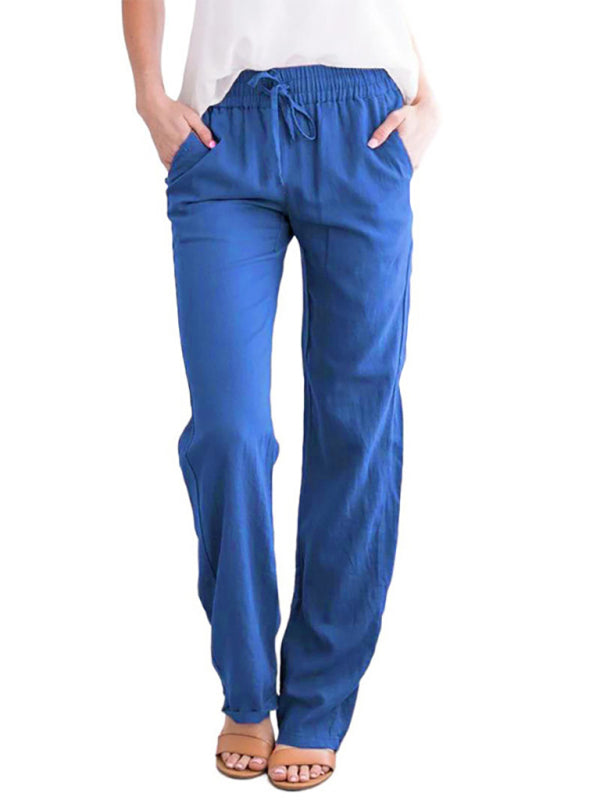 Pantalon de détente en maille unie quatre saisons pour femme avec poche oblique 