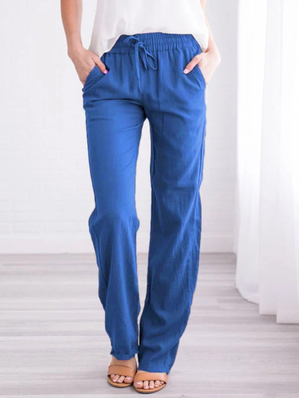 Pantalon de détente en maille unie quatre saisons pour femme avec poche oblique 