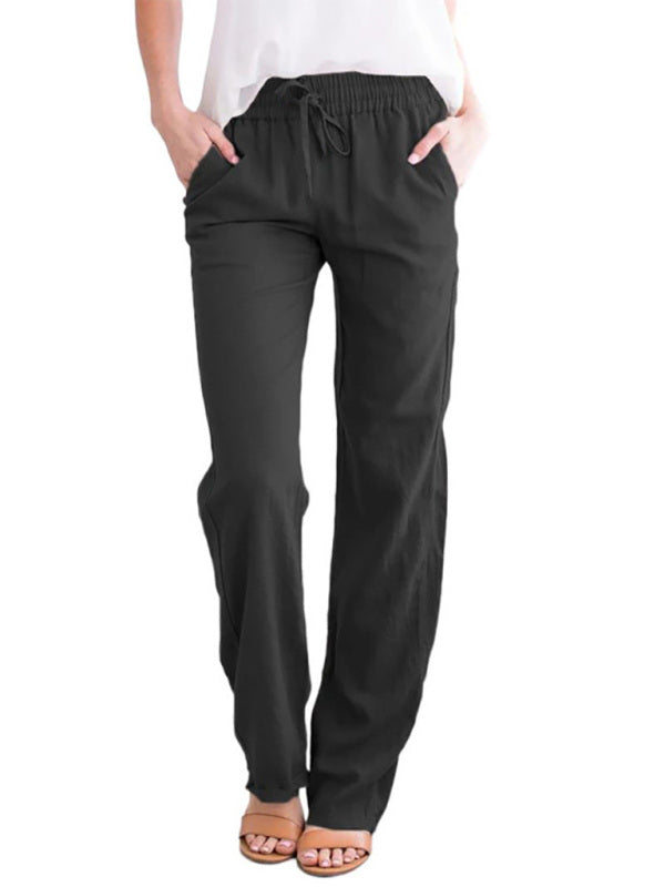 Pantalon de détente en maille unie quatre saisons pour femme avec poche oblique 