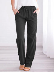 Pantalon de détente en maille unie quatre saisons pour femme avec poche oblique 