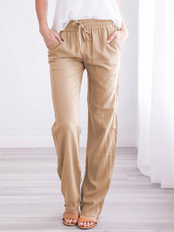 Pantalon de détente en maille unie quatre saisons pour femme avec poche oblique 