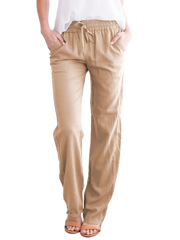 Pantalon de détente en maille unie quatre saisons pour femme avec poche oblique 