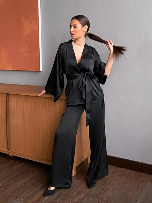 Ensemble de pyjama ample en dentelle simple pour femme 