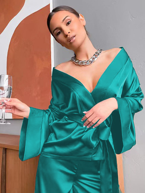 Ensemble de pyjama ample en dentelle simple pour femme 