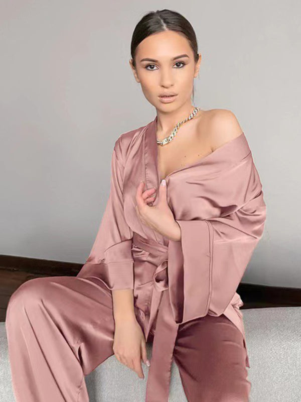 Ensemble de pyjama ample en dentelle simple pour femme 
