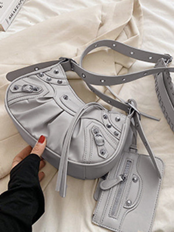 Rivet Heavy Industry Plissierte Schultertasche/Unterarmtasche Umhängetasche 