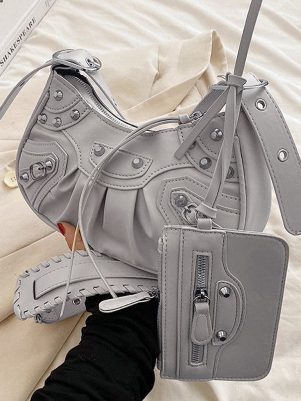 Rivet Heavy Industry Plissierte Schultertasche/Unterarmtasche Umhängetasche 