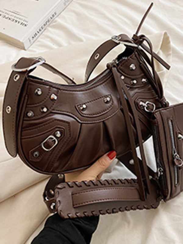 Rivet Heavy Industry Plissierte Schultertasche/Unterarmtasche Umhängetasche 