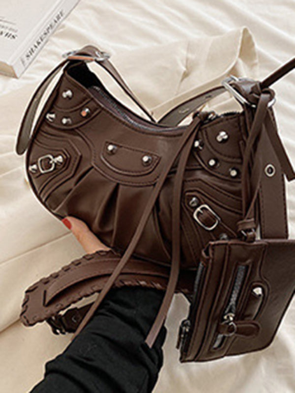 Rivet Heavy Industry Plissierte Schultertasche/Unterarmtasche Umhängetasche 