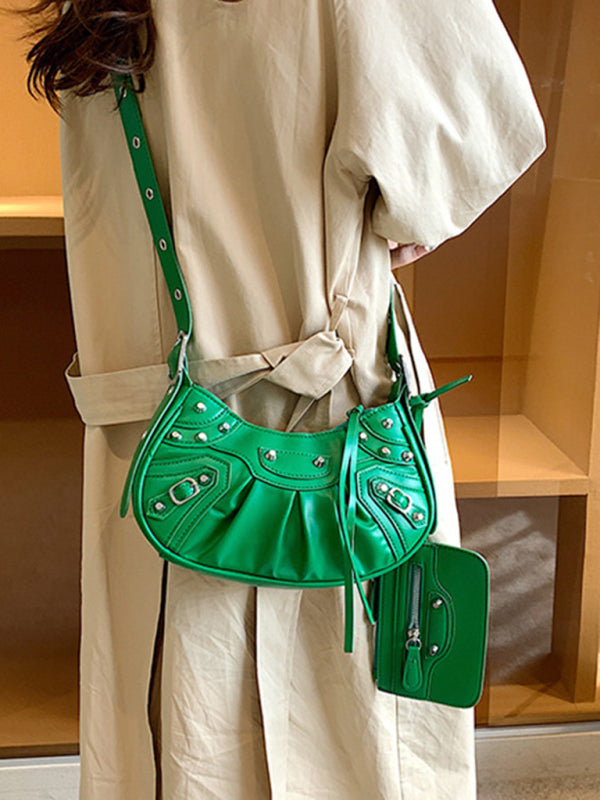 Rivet Heavy Industry Plissierte Schultertasche/Unterarmtasche Umhängetasche 