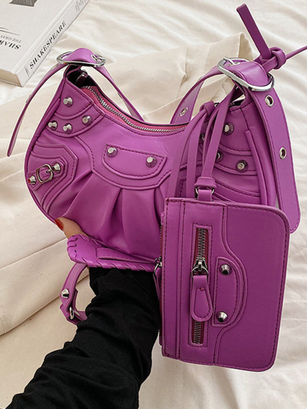 Rivet Heavy Industry Plissierte Schultertasche/Unterarmtasche Umhängetasche 