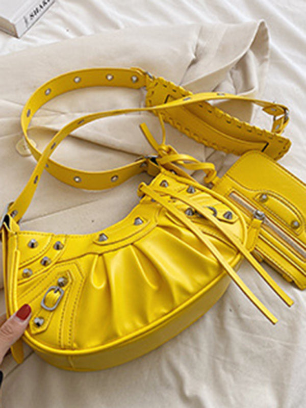 Rivet Heavy Industry Plissierte Schultertasche/Unterarmtasche Umhängetasche 